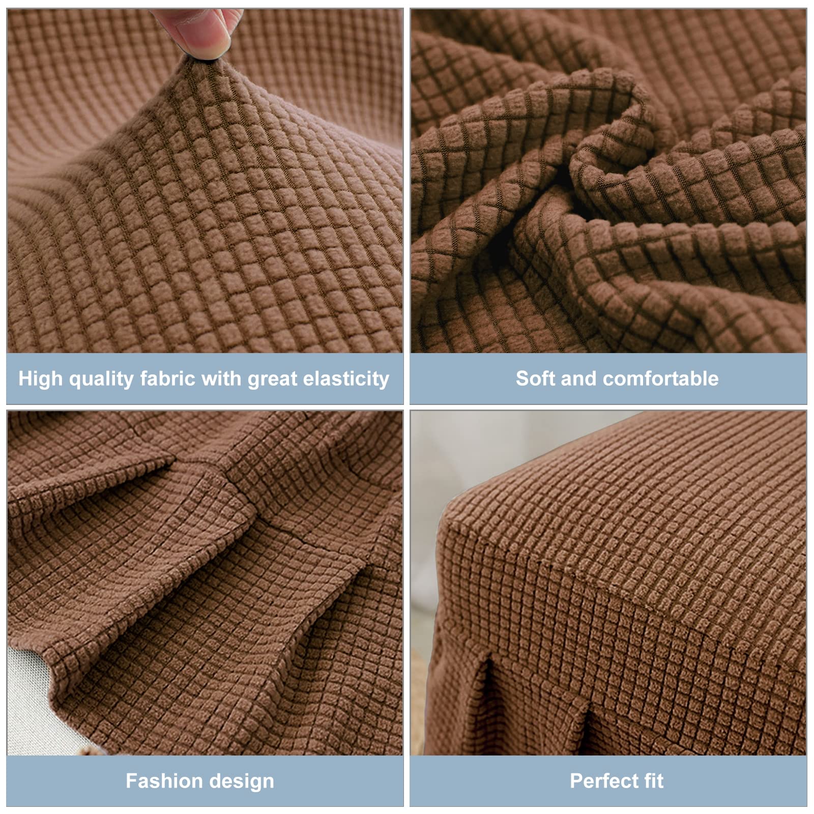 VIENLOVE Coprisedia In Velluto Con Schienale Alto – Confezione Da 2 – Elasticizzati E Jacquard – Per Sedia Parsons - 2