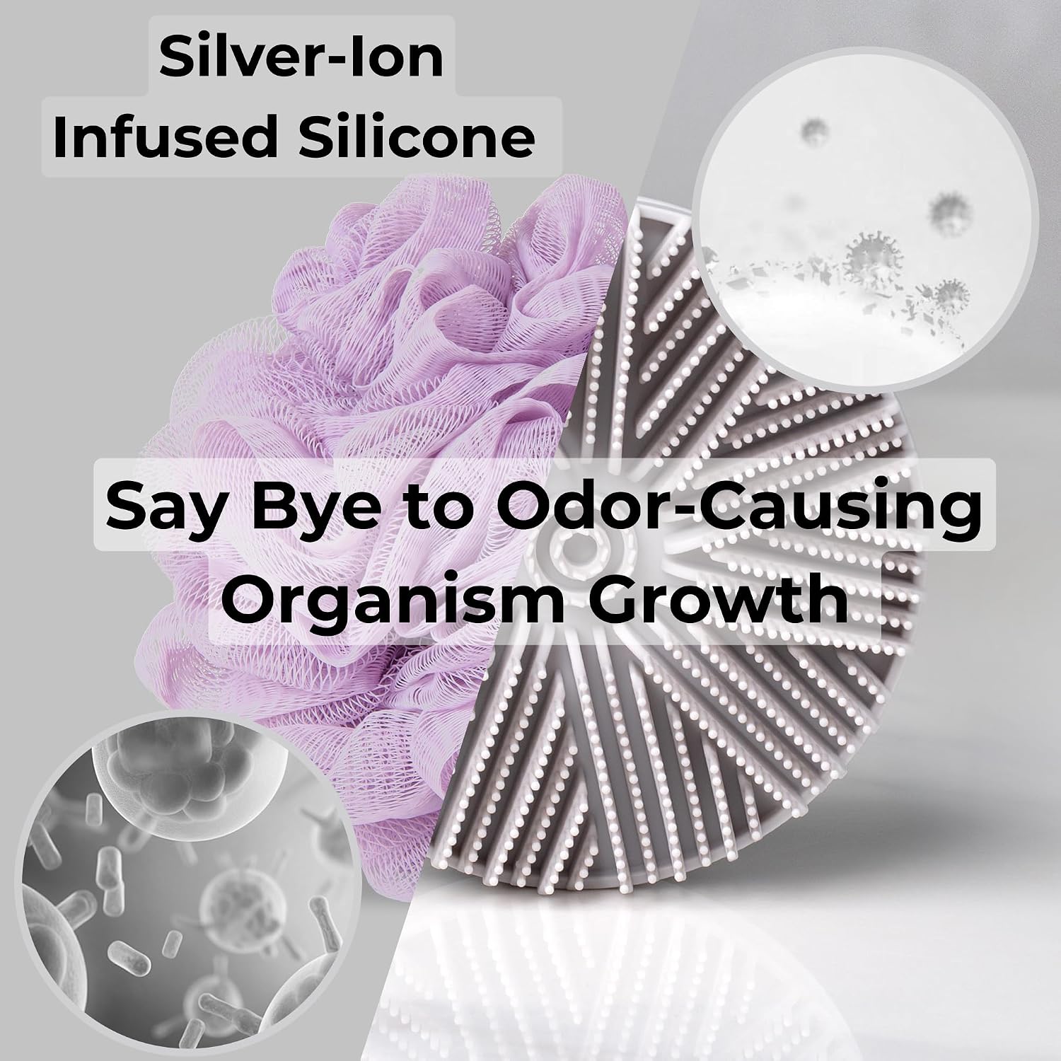 Silicone Body Scrubber for Men & Women — Exfoliating Shower Scrubber with Dual-Sided Soft Bristles, Non-Porous Quick-Dry Loofah Alternative, BPA-Free Food-Grade Silicone Bath Scrubber SelectShen™