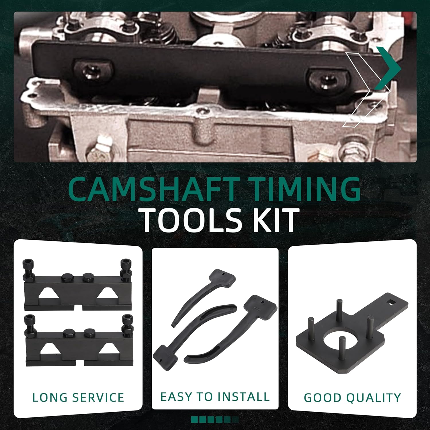 for 3.6 Pentastar Timing Tool Kit, Camshaft Phaser Timing Chain Tool+Camshaft Holding Tool+Crankshaft Pulley Wrench for VW for Jeep for Chrysler for Dodge, 10369, 10200A, 10202, 10198A