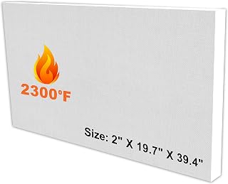 SIMOND STORE Ceramic Fiber Board Insulation - 2" x 19.7" x 39.4" - 2300F Rated - Pack of 1 - Fireproof Insulation Board for Wood Stove Pizza Oven Kiln Furnace Forge Fireplace Hearthstone Dishwasher