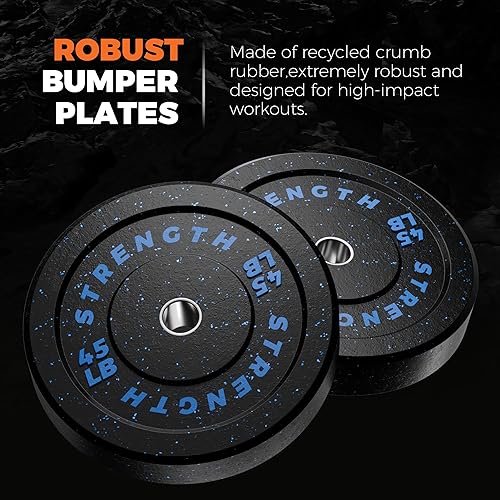 Miniatura 7 de GIKPAL Juego de discos de parachoques olímpicos, pesas de goma de 2 pulgadas para barra, 10-55 libras