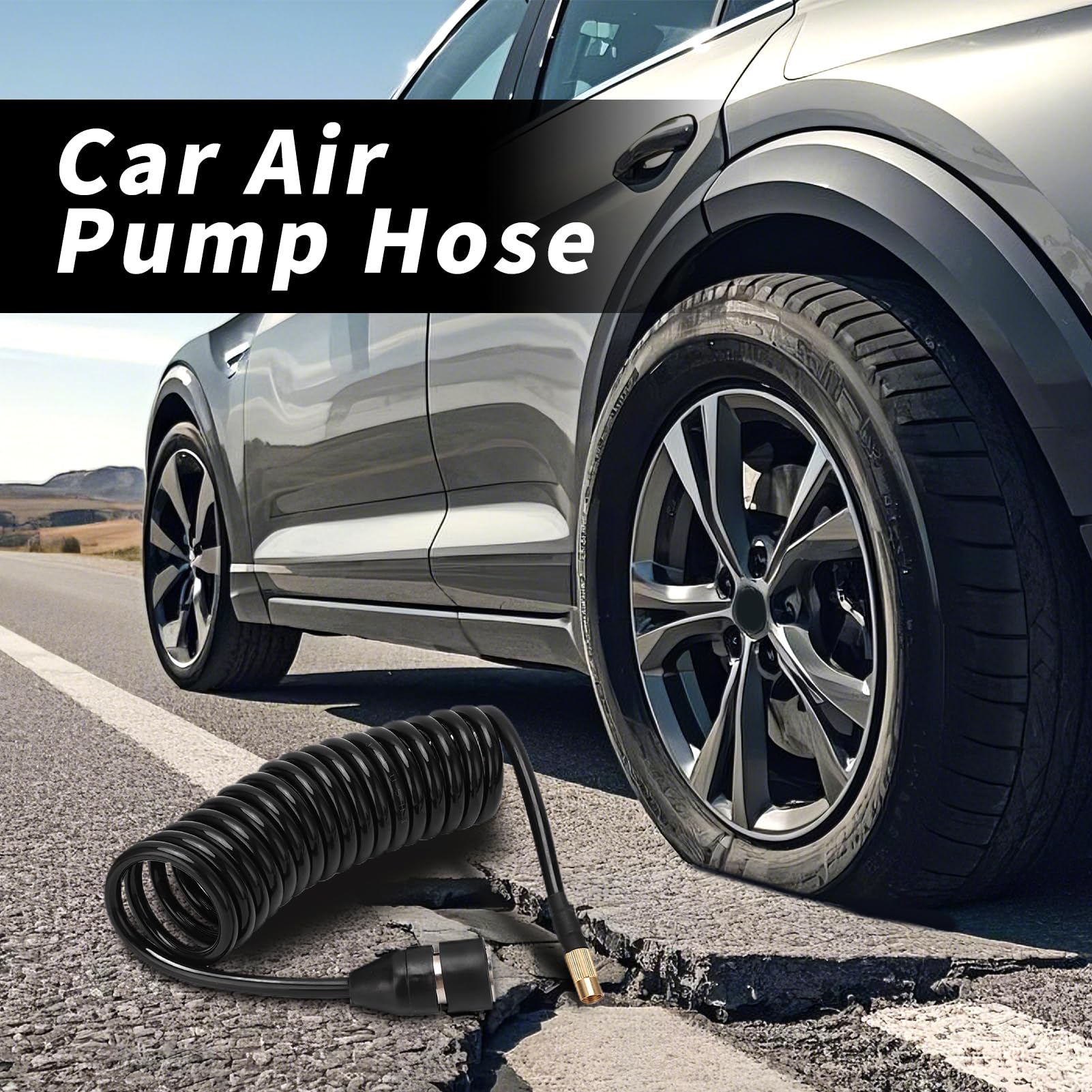 Car Air Pump Hose, Air Compressor Hose 9.84ft PS20 Female Plug Inflator Extension Tube for American Tire Nozzle Car Motorcycle