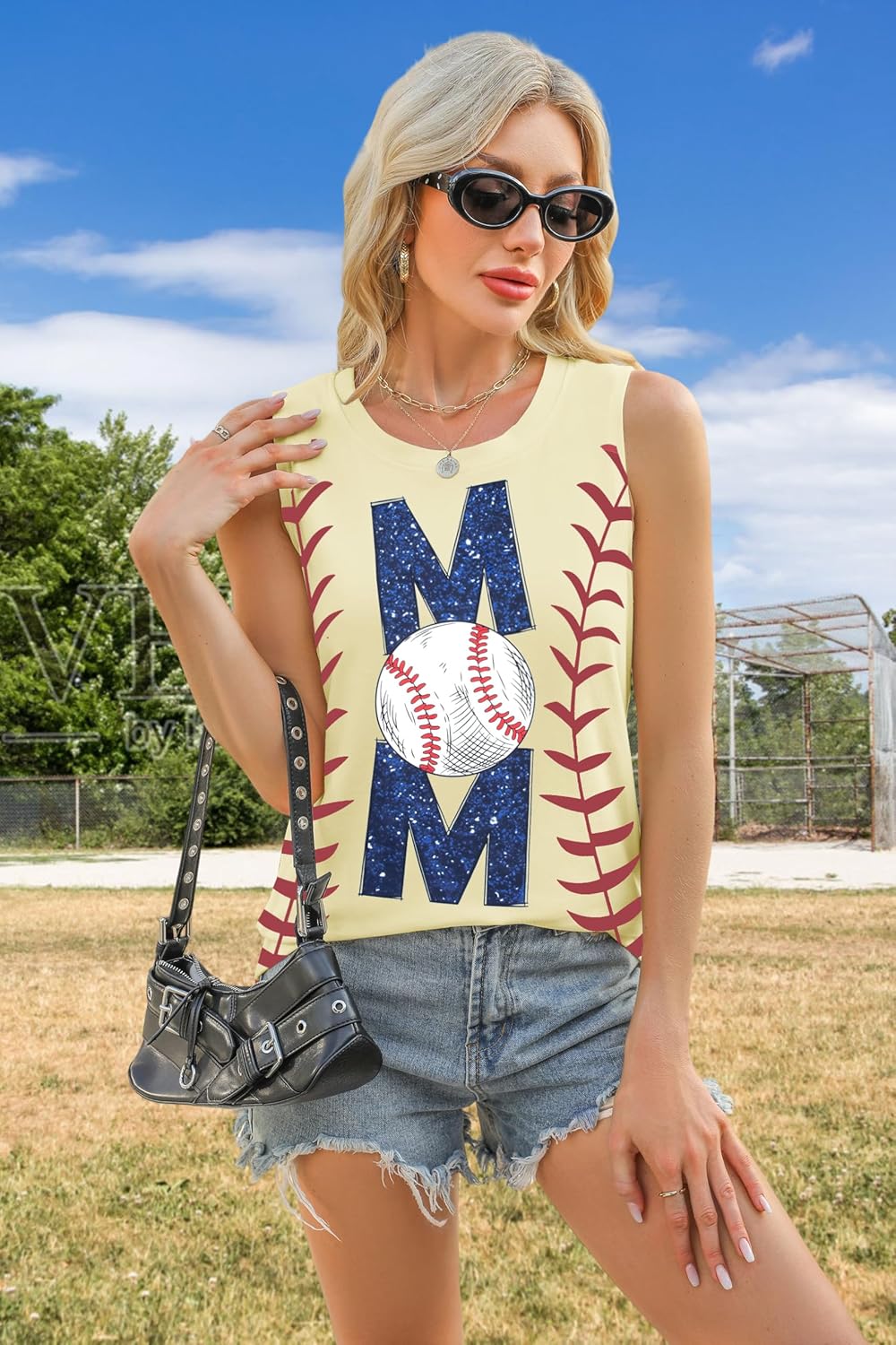 ALLTB Baseball Mom Tank Tops for Women Baseball Graphic Tanks Summer Sleeveless Softball Mom Tee Shirts - Image 5