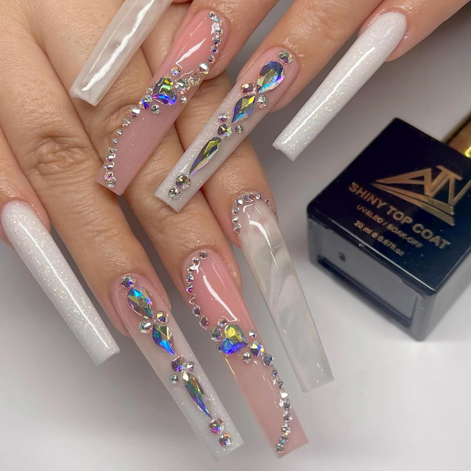 ATN Nail NEW Diamond Top Coat 15ml – No Wipe Gel Top for Mirror Shine & Long-Lasting Nails, LED/UV Curing, Professional Finish