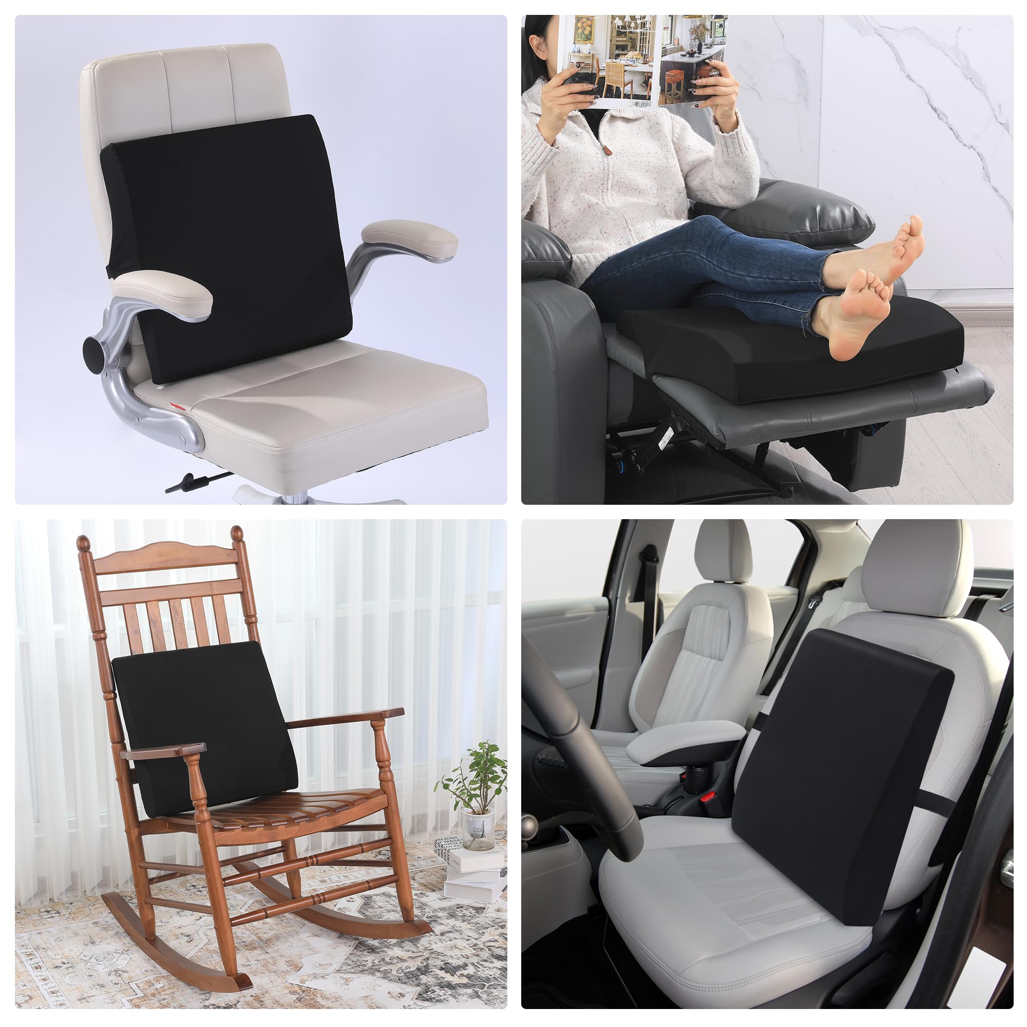 BALAPET Cojín de respaldo para silla de ruedas, cojines de 3.5 pulgadas de grosor para silla de ruedas, diseño ergonómico, almohada lumbar para sentarse durante mucho tiempo, reduce la presión de la