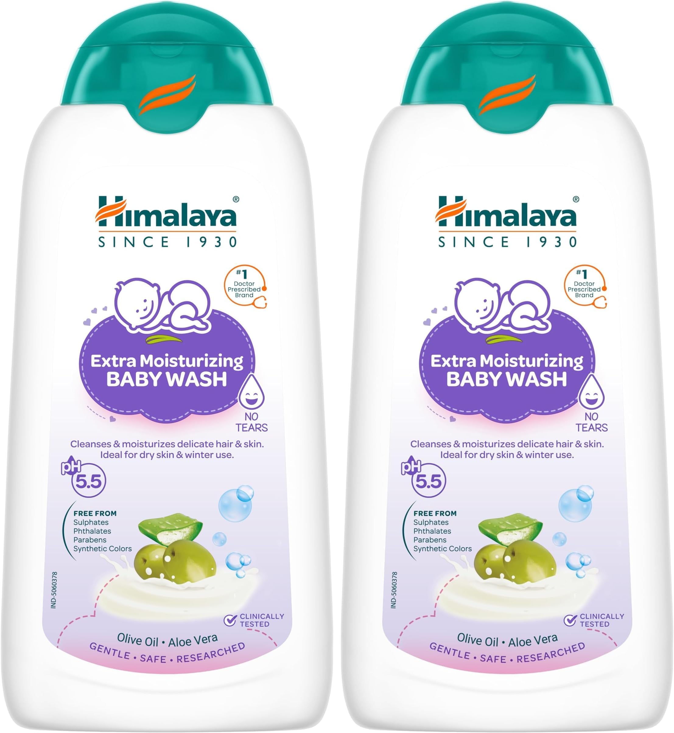 Himalaya Extra Moisturizing Baby Wash, 200ml (Pack of 2)