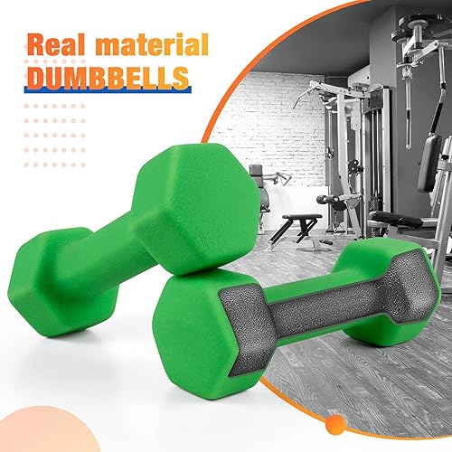 Miniatura 2 de Portzon Juego de 2 mancuernas de neopreno para mano, antideslizantes, no se ruedan, forma hexagonal, 8 libras