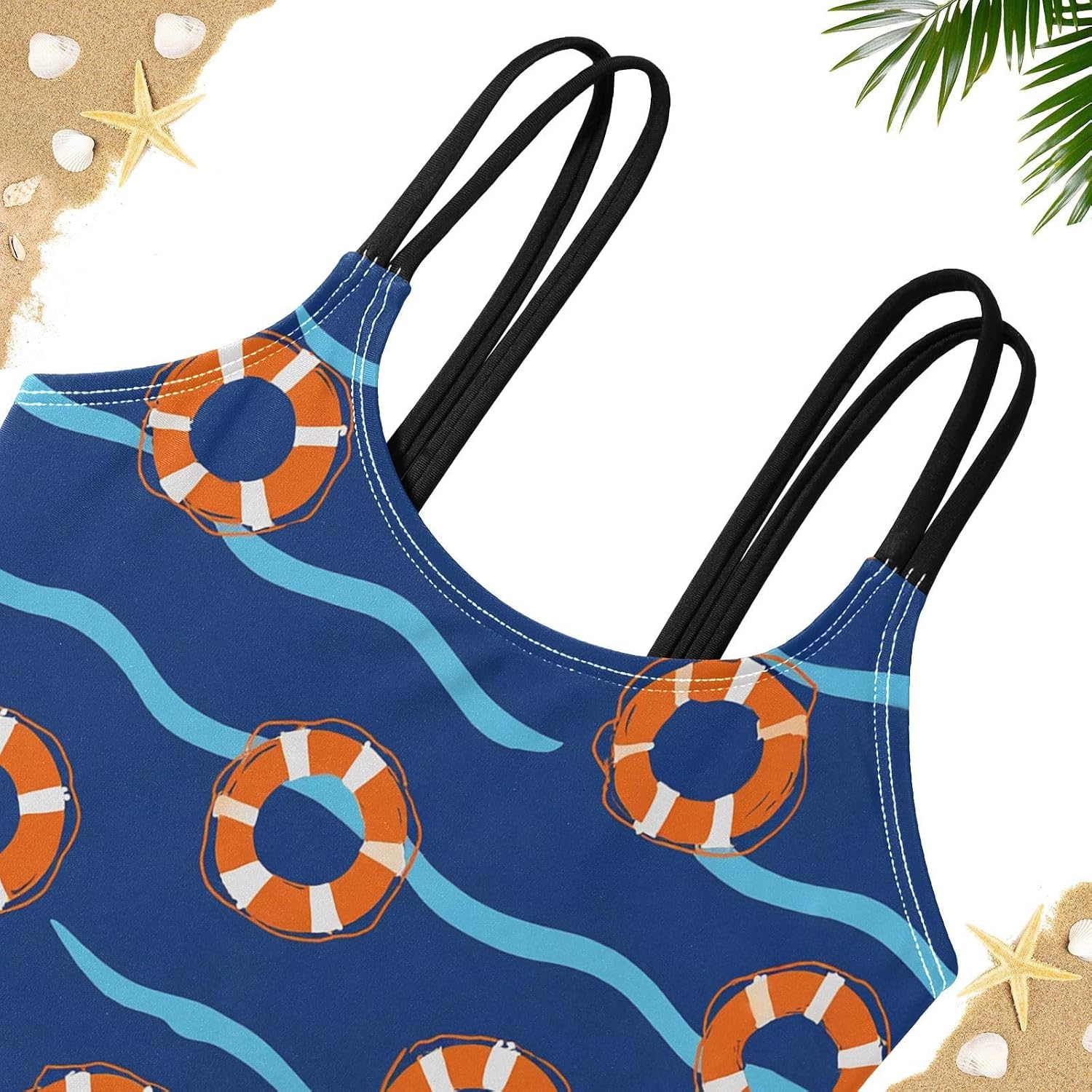 visesunny Girls Two Piece Swimsuits Line Life Buoy Girl's Bikini Sets Bathing Suits for Girls Size 5-12Y