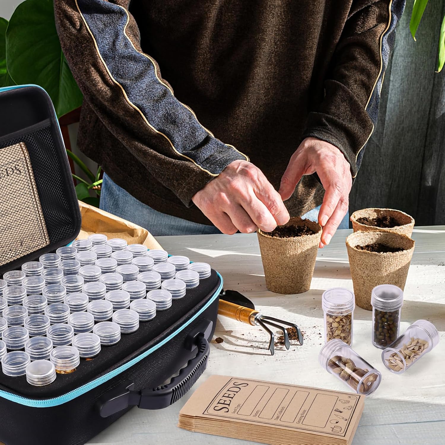 120 Slots Seed Storage Organizer with 20 Seed Envelopes, Sturdy Seed Organizer Storage Box with Zipper Bag Label Stickers(Seeds not Included), Seed Storage Container for Flower Plants Garden - Image 7