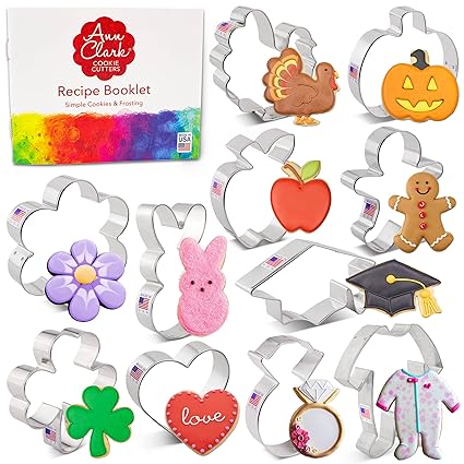 Ann Clark Cookie Cutters 11-Piece Every Occasion Cookie Cutter Set with Recipe Booklet
