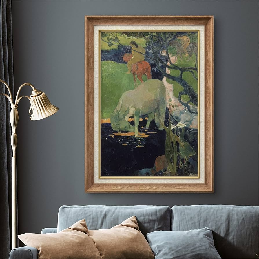 ゴーギャン、【白い馬】、希少な画集画、新品高級額 額装付、状態良好 ポール・ゴーギャン、【白い馬】、希少な画集画より、新品高級額