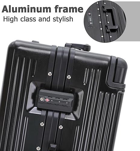 Miniatura 5 de feilario Maleta de transporte rígida de policarbonato con marco de aluminio de 20 pulgadas, mango ancho, ruedas giratorias expandibles, maleta con