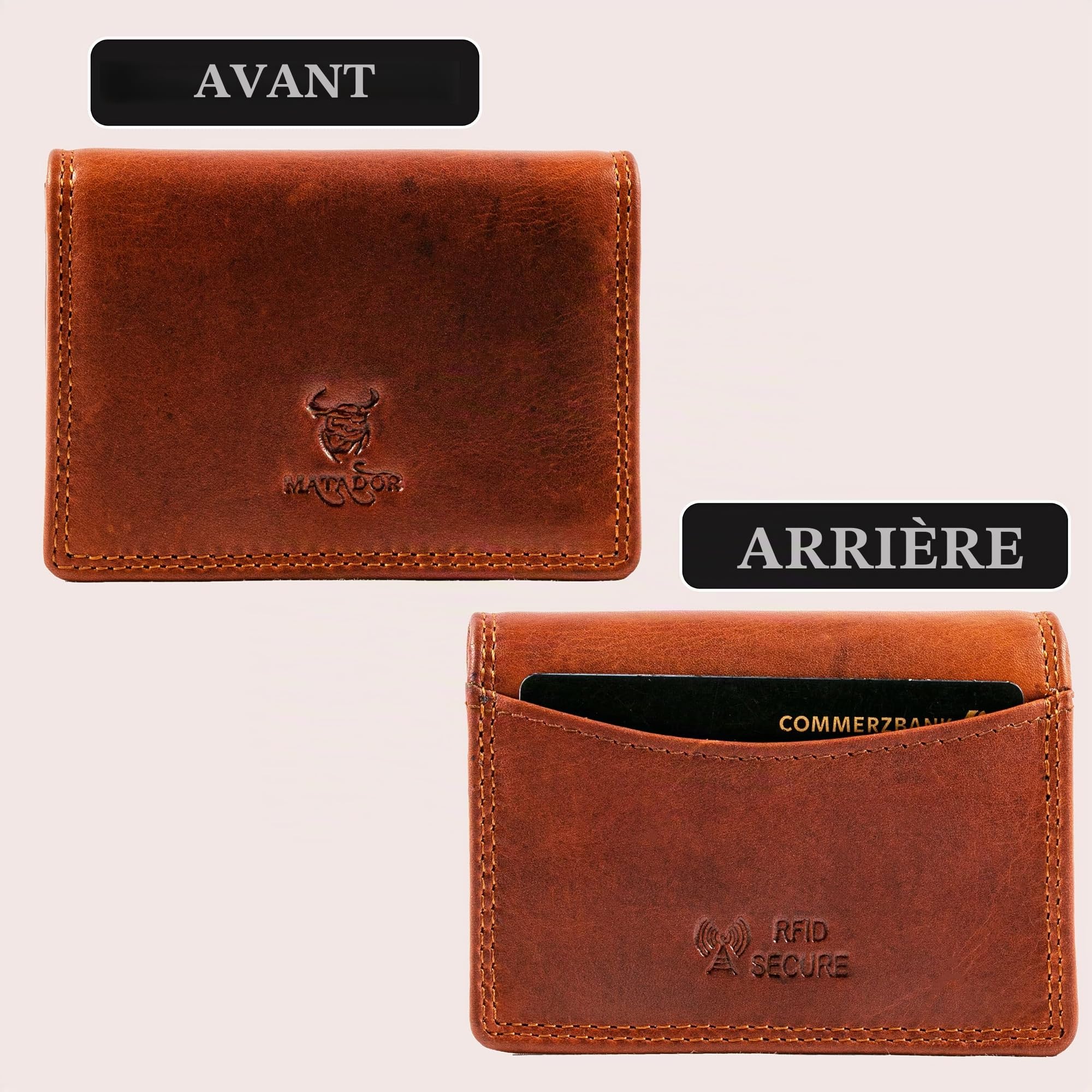 MATADOR V-C-01 DTAN Étui pour cartes de visite, Konjac marron, 10x7x2,5 CM, Élégant