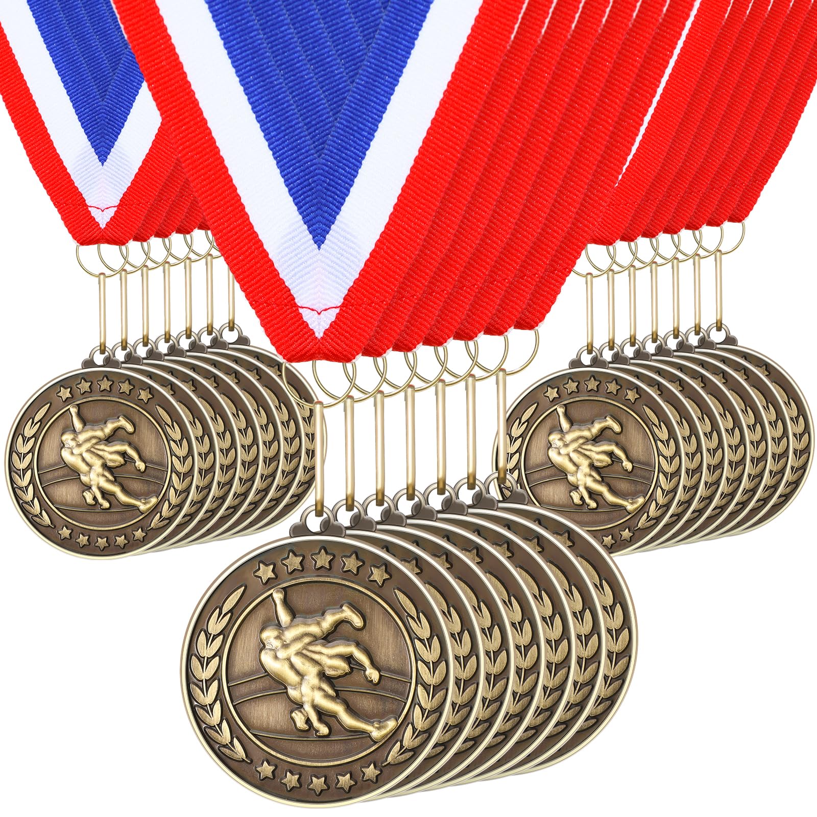 Remuuly 60 medallas de premio a granel de 2 pulgadas, ganador del trofeo de oro de metal, primer lugar con cintas para el cuello, premio regalo para torneos, partidos, equipos de competición