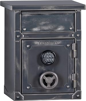 Longhorn Nightstand Safe by Rhino Metals with New SafeX, LNX2620, Adjustable Shelf, External Electrical with USB Ports, 40 Minutes Fire Protection, 25.4"H x 20"W x 18"D, 133lbs, Unique Antiqued Finish