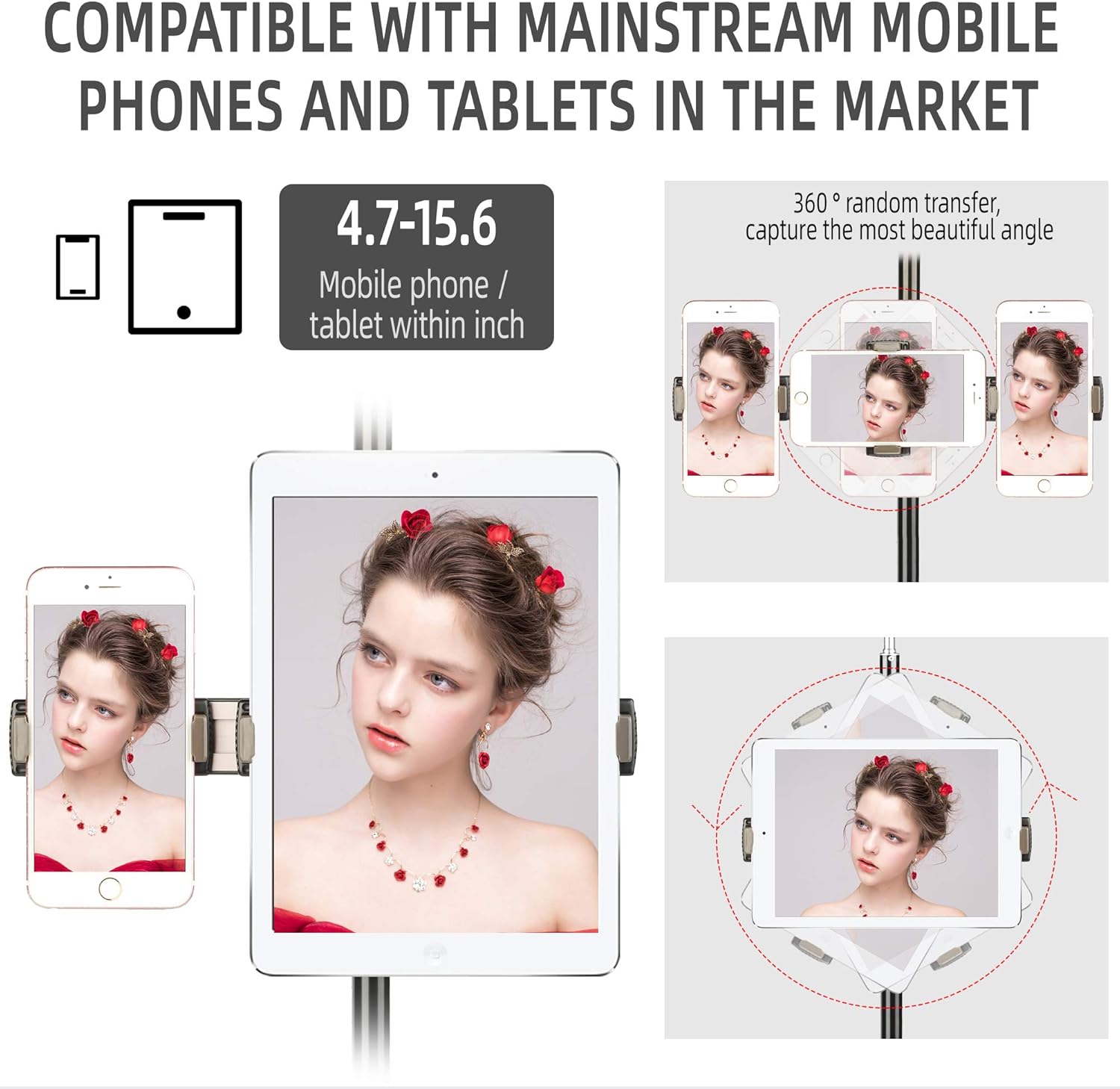 Buу 2 gеt 3 Tripod Stand for iPad,78-inch Floor Stand for Tablet,iPad & 3 Phone Floor Stand Holder with 360° Rotating iPad Tripod Mount for iPhone 13 12 11 8 X XR XS,iPad Mini,iPad Air,iPad Pro,Height Adjustable Buу 1 gеt 1 Tripod Stand for iPad,78-inch Floor Stand for Tablet,iPad & 3 Phone Floor Stand Holder with 360° Rotating iPad Tripod Mount for iPhone 13 12 11 8 X XR XS,iPad Mini,iPad Air,iPad Pro,Height Adjustable