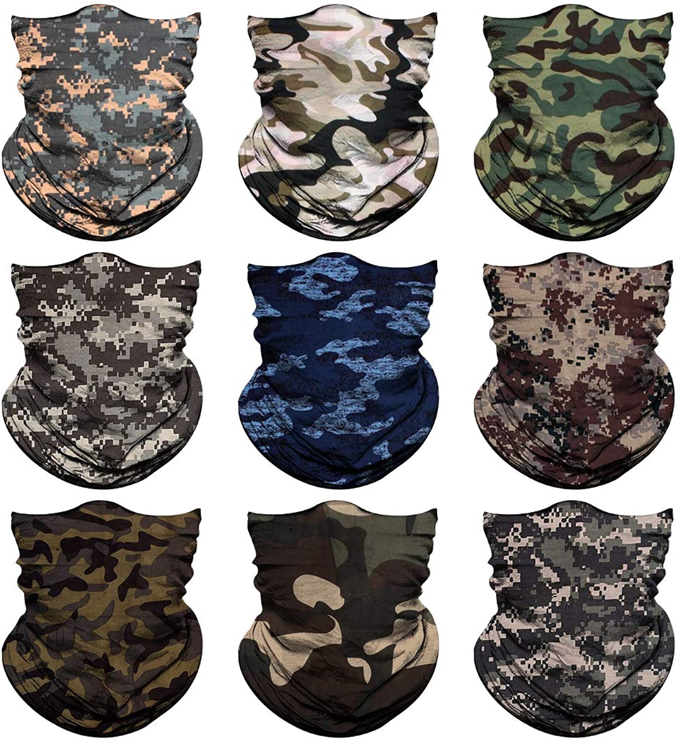 Sun UV Protection Face Cover Scarf Mask Neck Gaiter Breathable Windproof Bandana_Free Size(Pack Of 09)-image-43