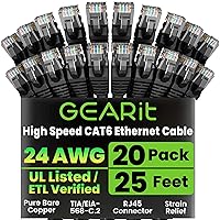 Vista 38 de GearIT Cable Ethernet Cat 6 de 5 pies (paquete de 20) - Cable de conexión Cat6, cable de conexión Cat 6, cable Cat6, cable Cat 6, cable Ethernet
