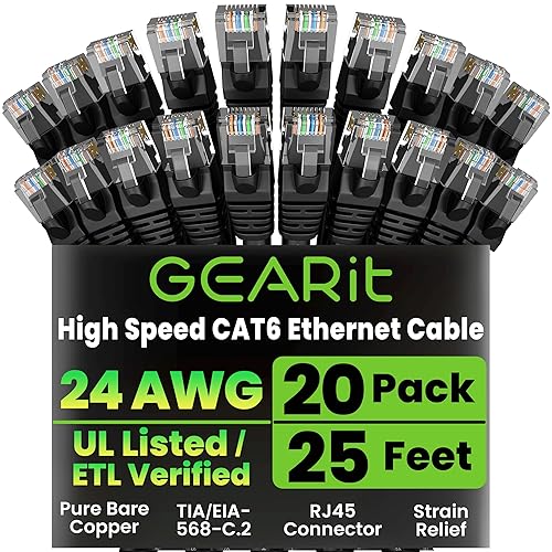 Miniatura 38 de GearIT Cable Ethernet Cat 6 de 5 pies (paquete de 20) - Cable de conexión Cat6, cable de conexión Cat 6, cable Cat6, cable Cat 6, cable Ethernet