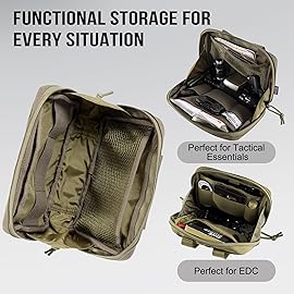 OneTigris MOLLE Pouch, Tactical Admin Pouch Belt EDC Tool Organizer Zippered Utility Waist Pack 7.5x5x2(Green)