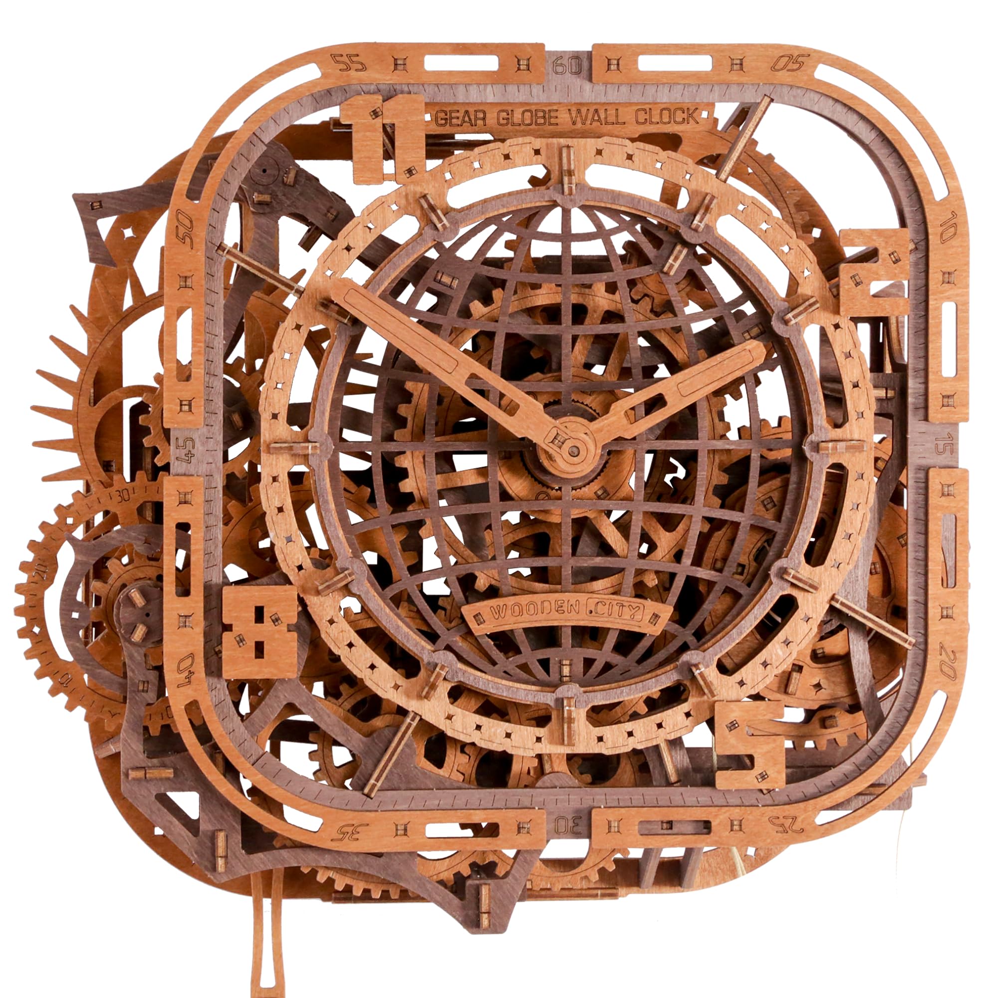 3D木製ワゴン組み立てキット　3D木製パズル Amazon | WOODEN.CITY 3D木製パズル – ギアグローブ壁掛け時計 | 木製