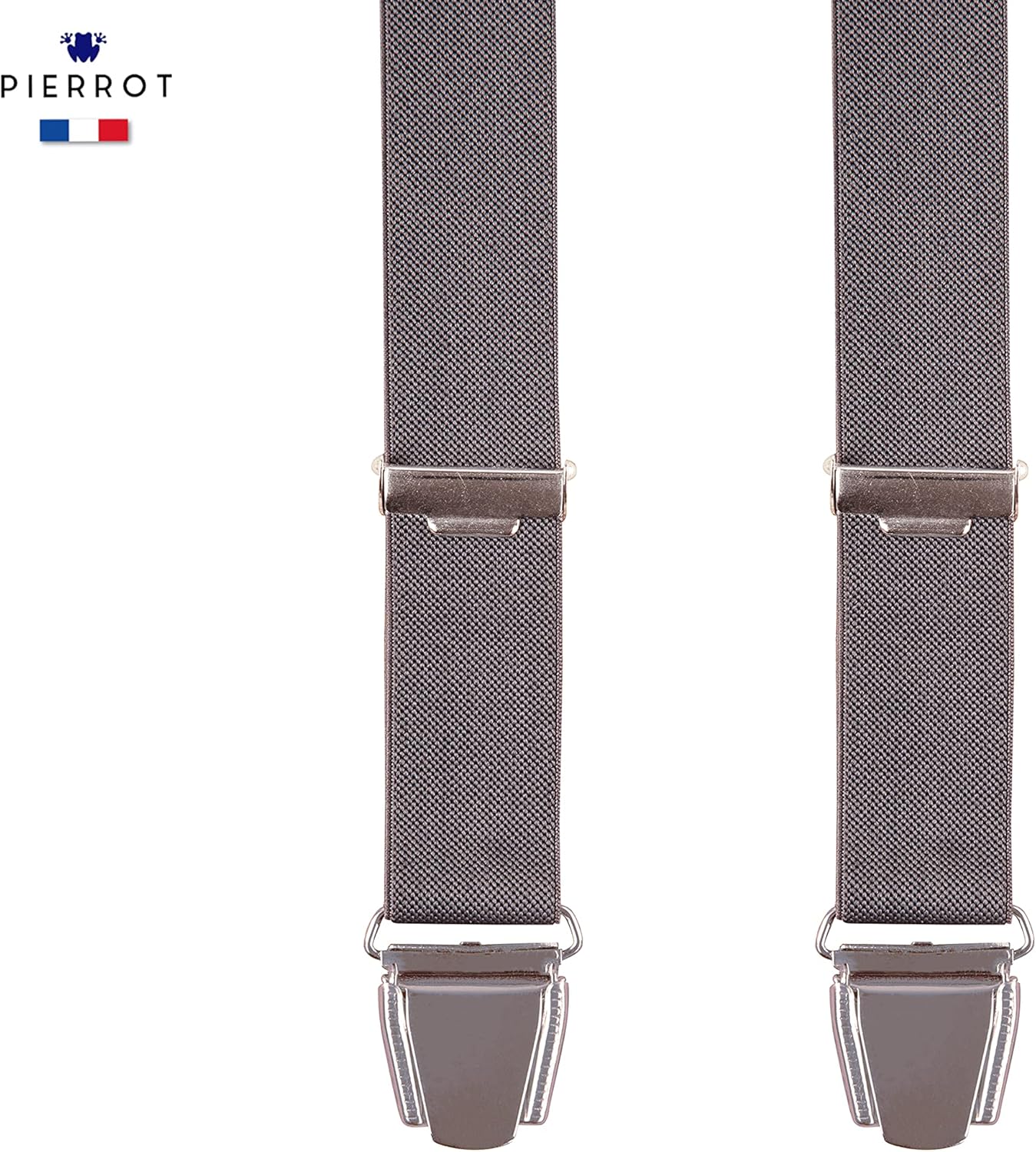 PIERROT Skinny Suspenders for Men with Very Strong Clips - One Size Adjustable and Elastic - Thin Heavy Duty Braces