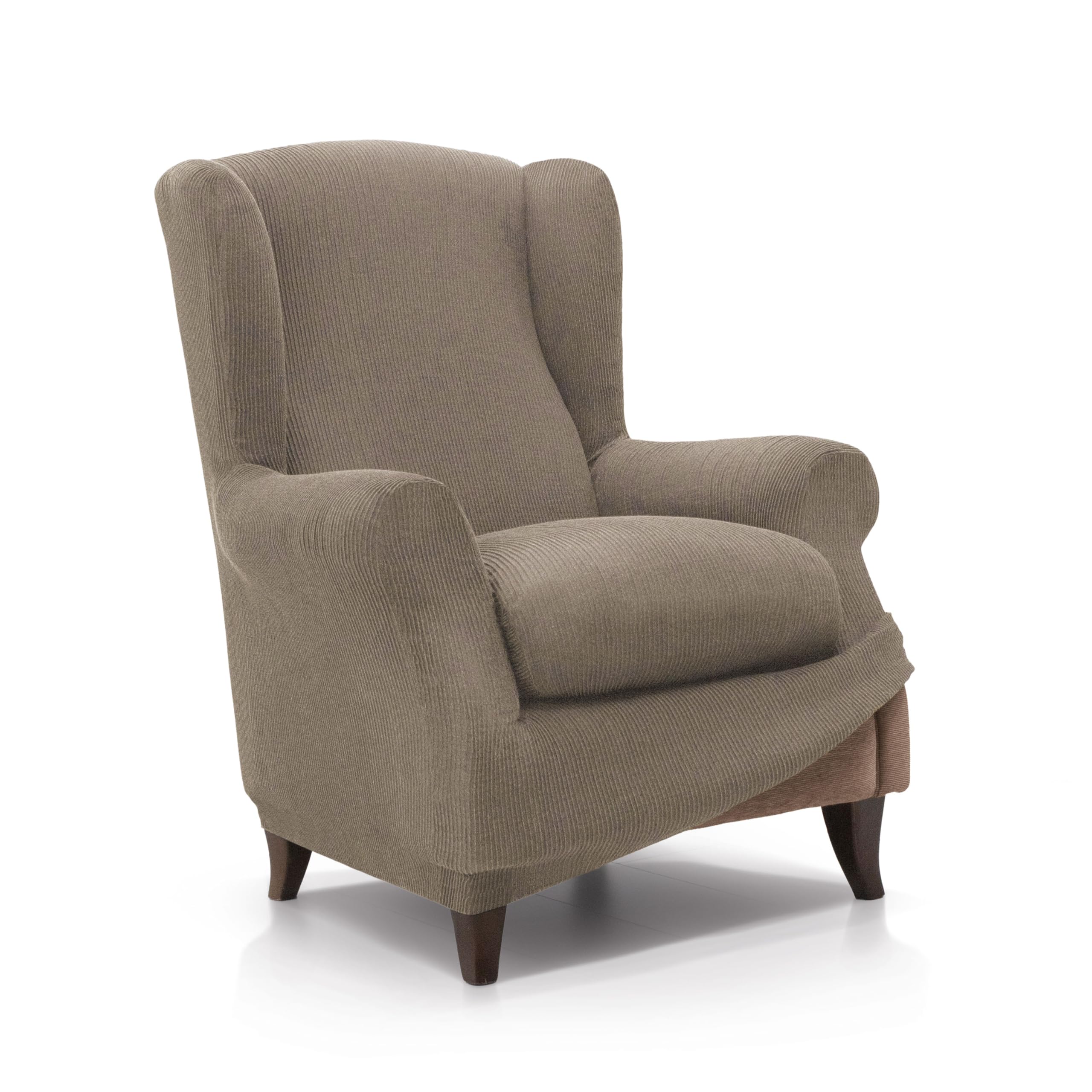 FAVERTI® Housse de Fauteuil à Oreilles élastique de 70 à 100 cm | Modèle Reale | Lin | Housse réglable pour Fauteuil à Oreilles Universelle | Protecteur de qualité en Tissu Jacquard Toucher Coton
