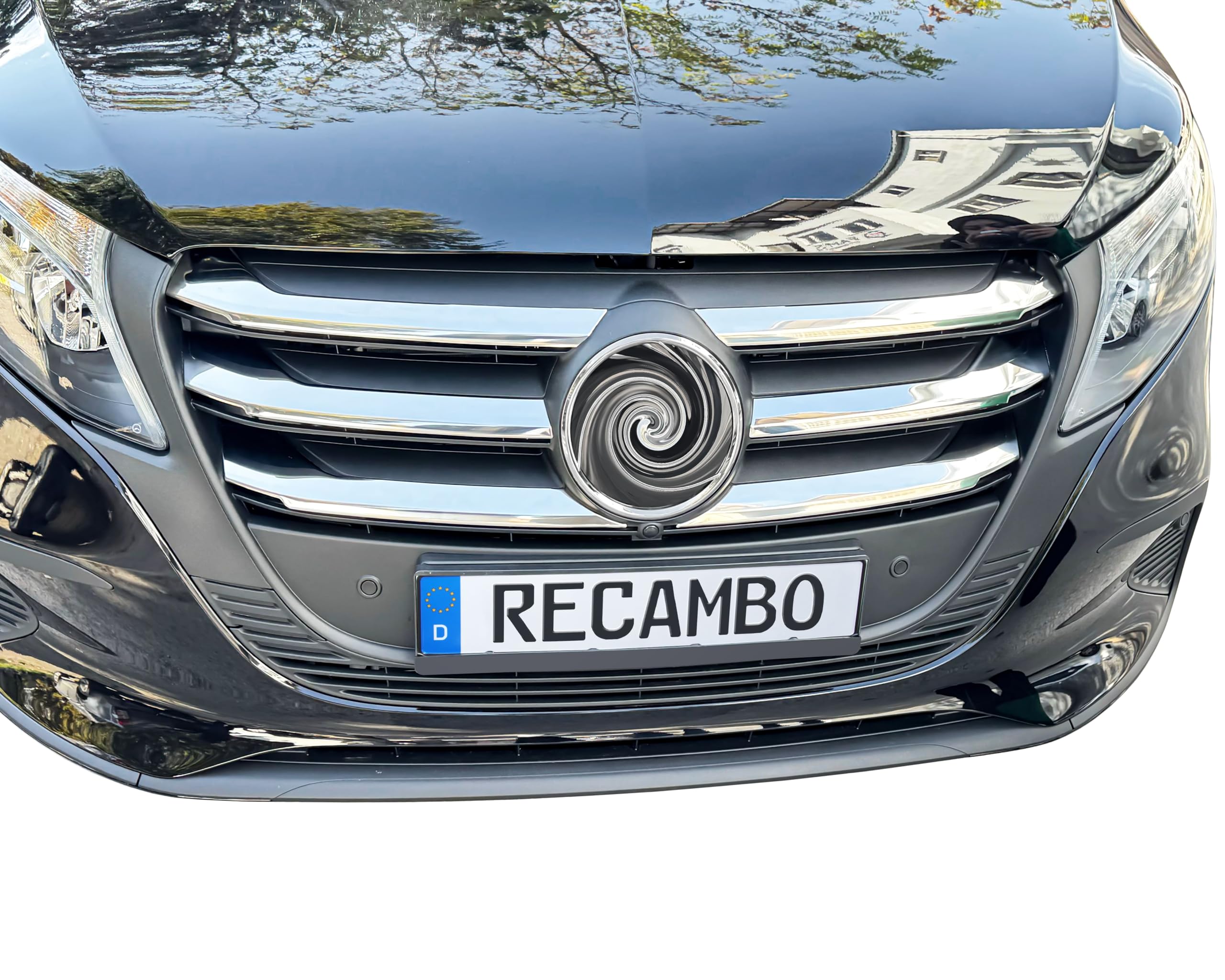 RECAMBO Marco de acero inoxidable para parrilla frontal, moldura cromada brillante para acabado óptico, integración de vehículos a medida, apto para Mercedes Vito Clase V | W447 | MOPF a partir de
