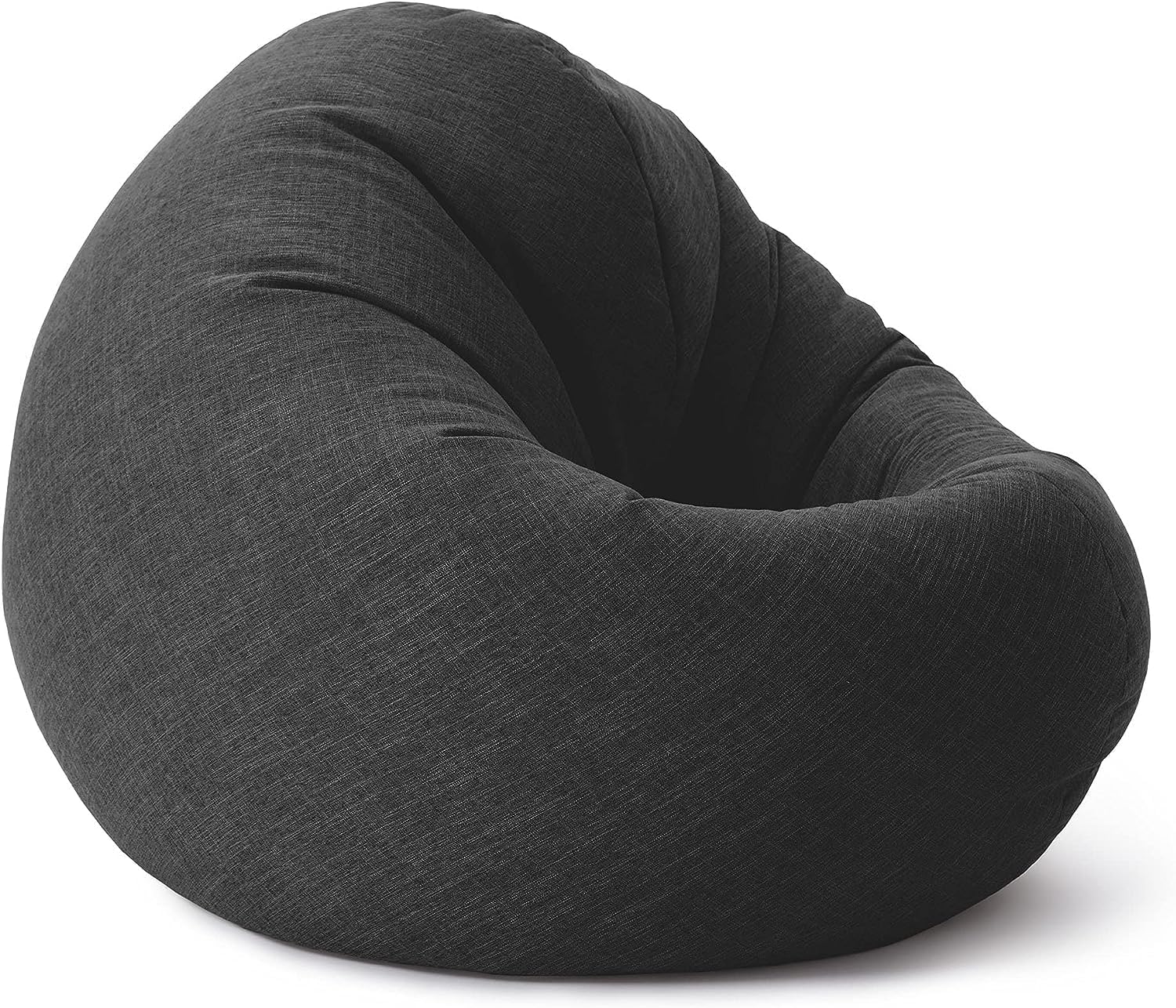 Lumaland Puff Pera Redondo Grande 120 x 80 x 75 cm | con Relleno Incluido 300l | Sillón Relax de Lino para Interior | Sofá Redondo Ideal para Salón y Habitación [Gris Oscuro]