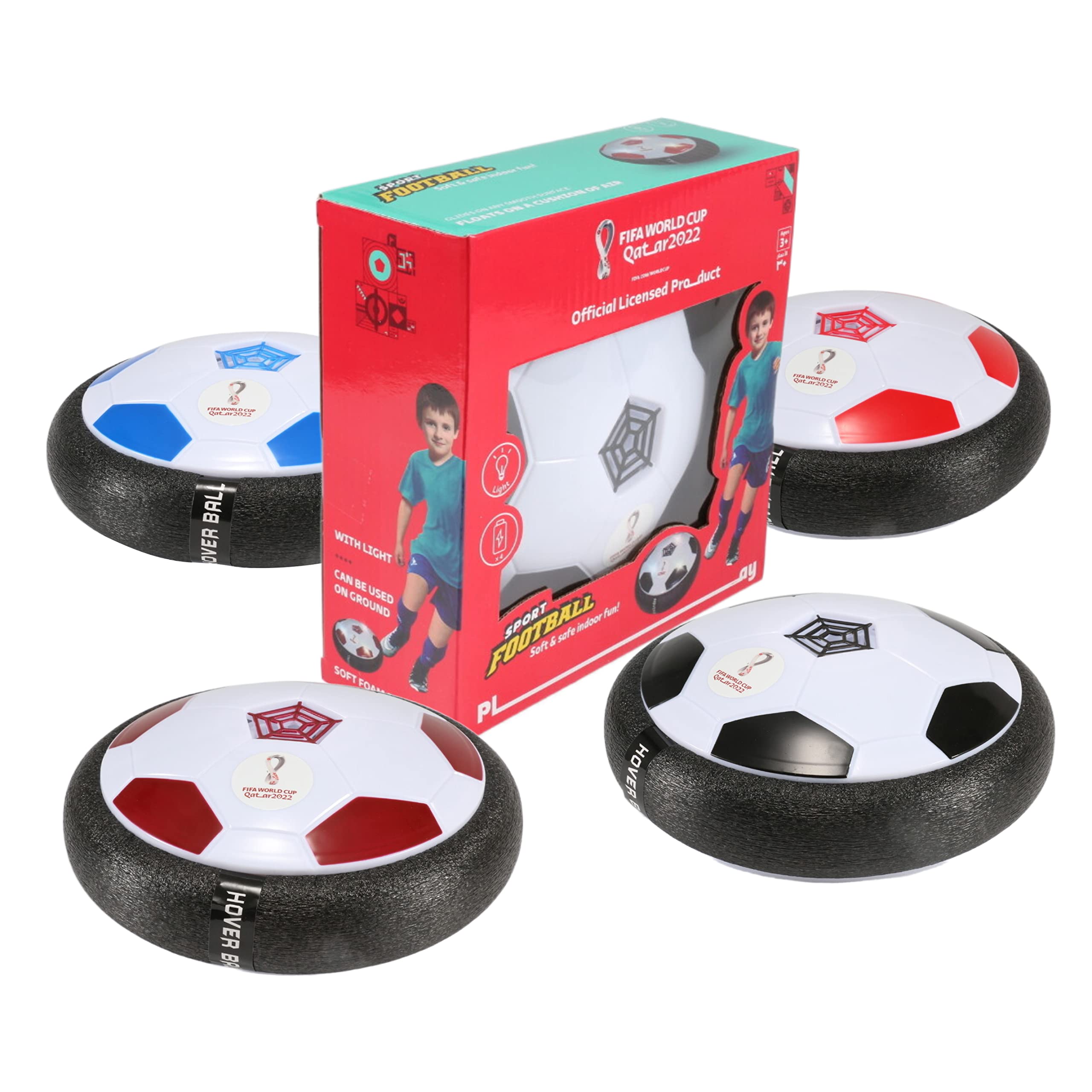 FIFA LED Light up Soft foam padded Hover Ball 18cm with world cup logo Operated by Air Technology for indoors. (Asst)