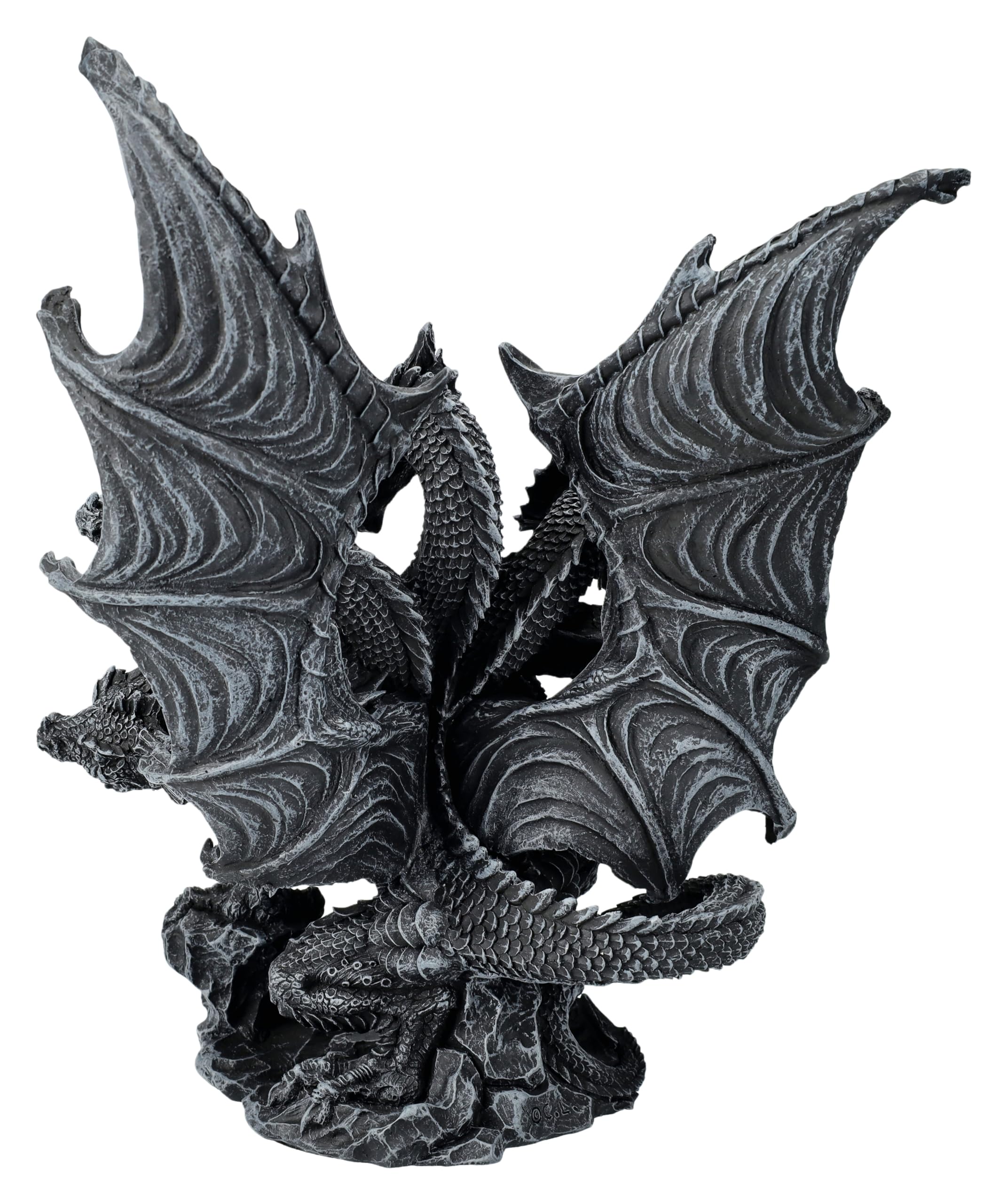 Figuren Shop GmbH Figura de dragón gótico negro 23 cm – Dark Hydra cinco cabezas – Estatua decorativa dragón dragón
