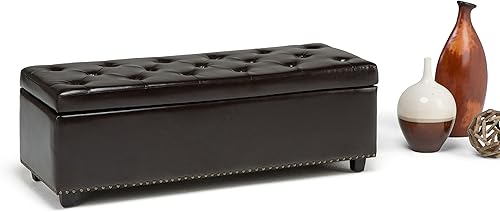 Miniatura 3 de Otomano rectangular de almacenamiento Simpli Home Hamilton, Marrón café