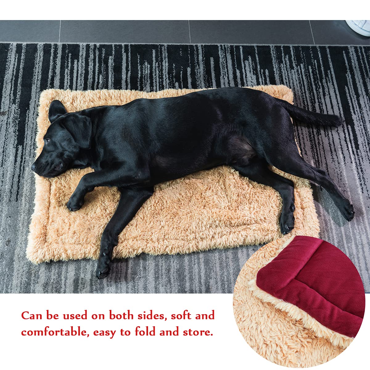 Cuscino per Cane Grande reversibile, Materassino per Cani morbido, lavabile Coperta per cani, da viaggio, ideale per esterni, interni, auto, giardino -Viene fornito con un regalo scatola cieca