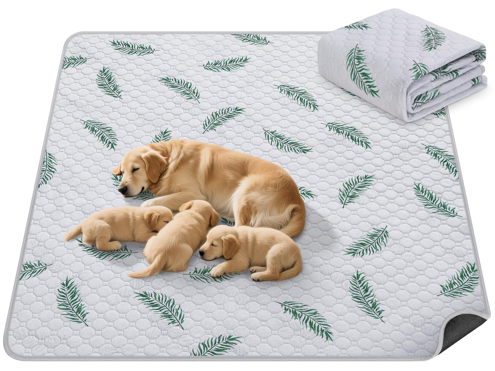 Washable Dog Pee Pads, Non-Slip Waterproof, 183 x 183 cm, 1 Pack, Leaf
