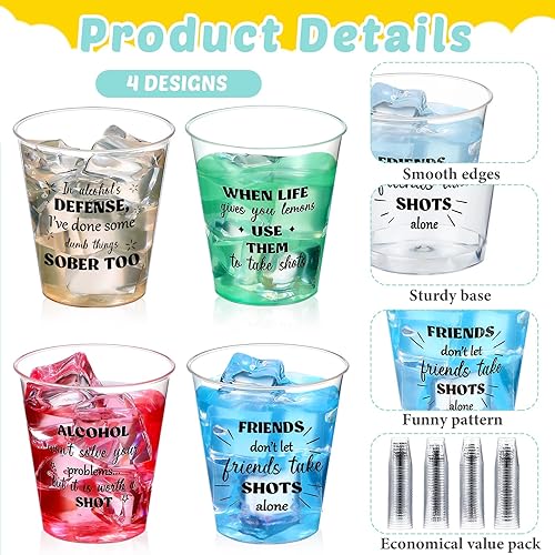 Miniatura 2 de Amyhill 100 vasos desechables de plástico transparente de 2 onzas, pequeños vasos de chupito para bodas, fiestas, degustación, postres, condimentos