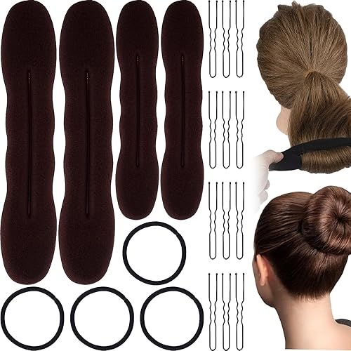 4 PCS Hair Bun Maker, 2 Size Sponge Hair Updo