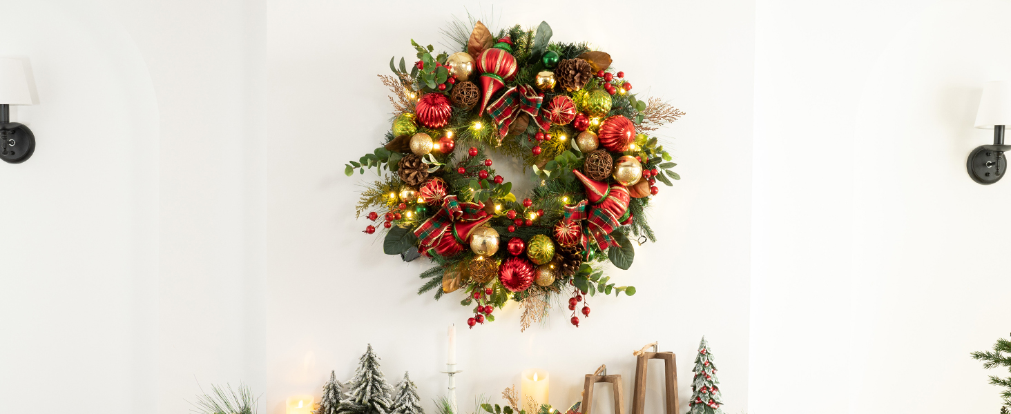 Amazon.com: Valery Madelyn 30'' Pre-Lit Christmas Wreath for Front