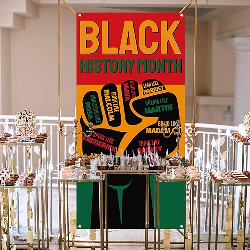 Miniatura 4 de Nepnuser Cubierta de puerta del mes de la historia negra afroamericana, decoración de fiesta nacional afroamericana, puño de poder, escuela, aula,