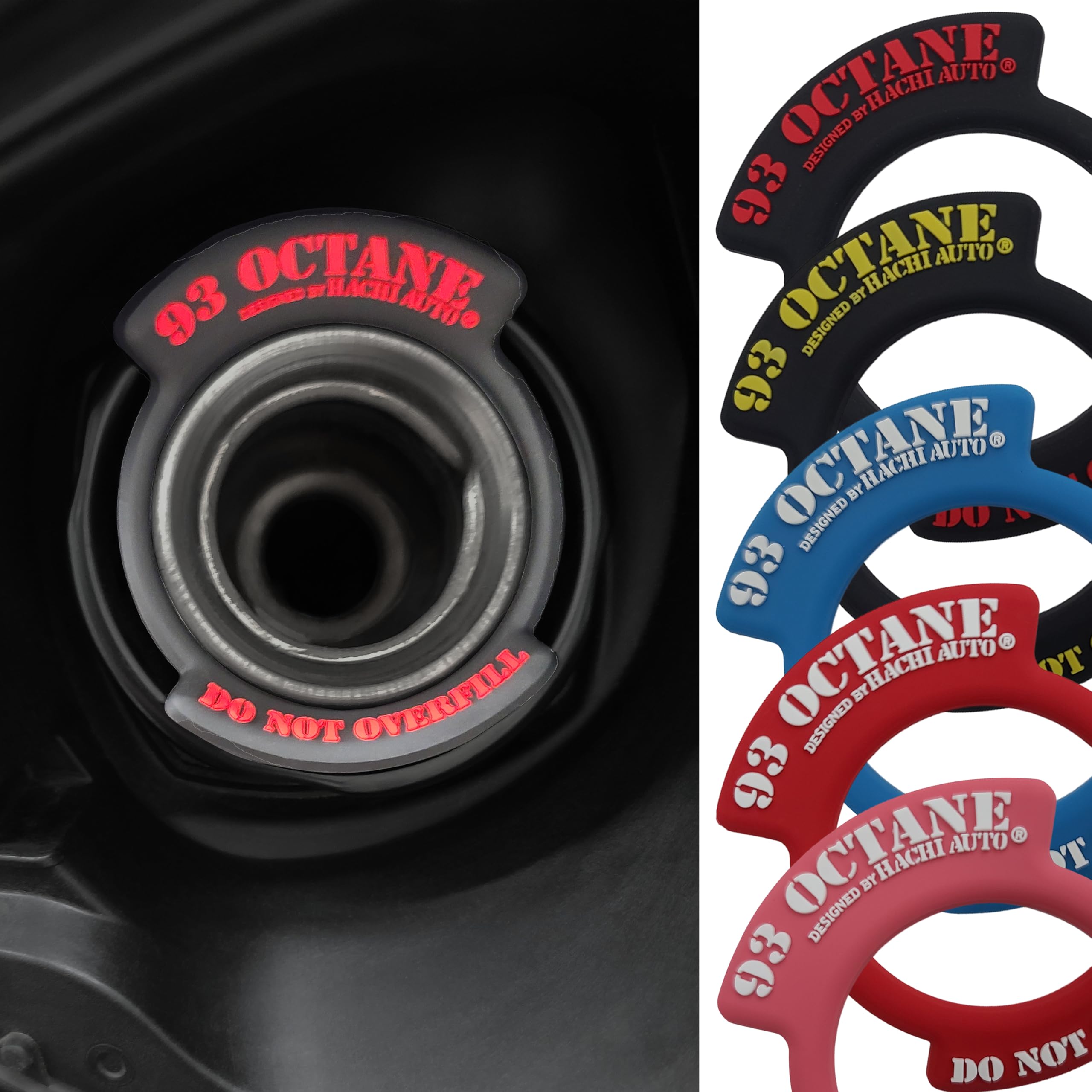 93 Octane Gas Gasoline Grade Fuel Filler Neck Indicator Indicate Reminder Ring (Red with White Letter)