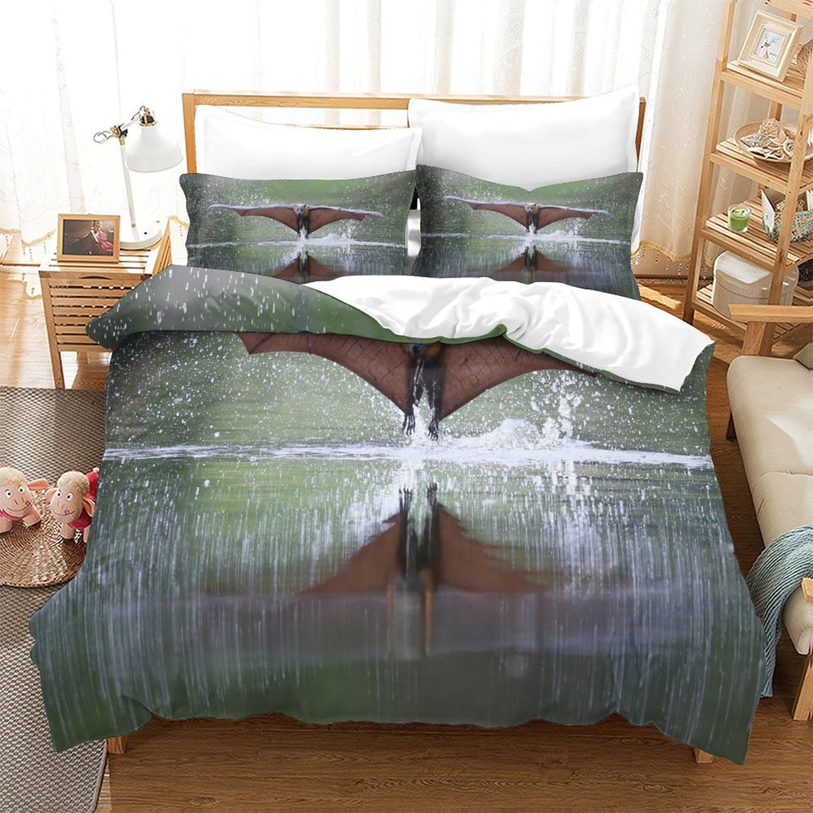 P1S9U7W5Y Nature 3D Printed Swan Duvet Cover Set 3pcs Microfiber Lake Bedding Set King