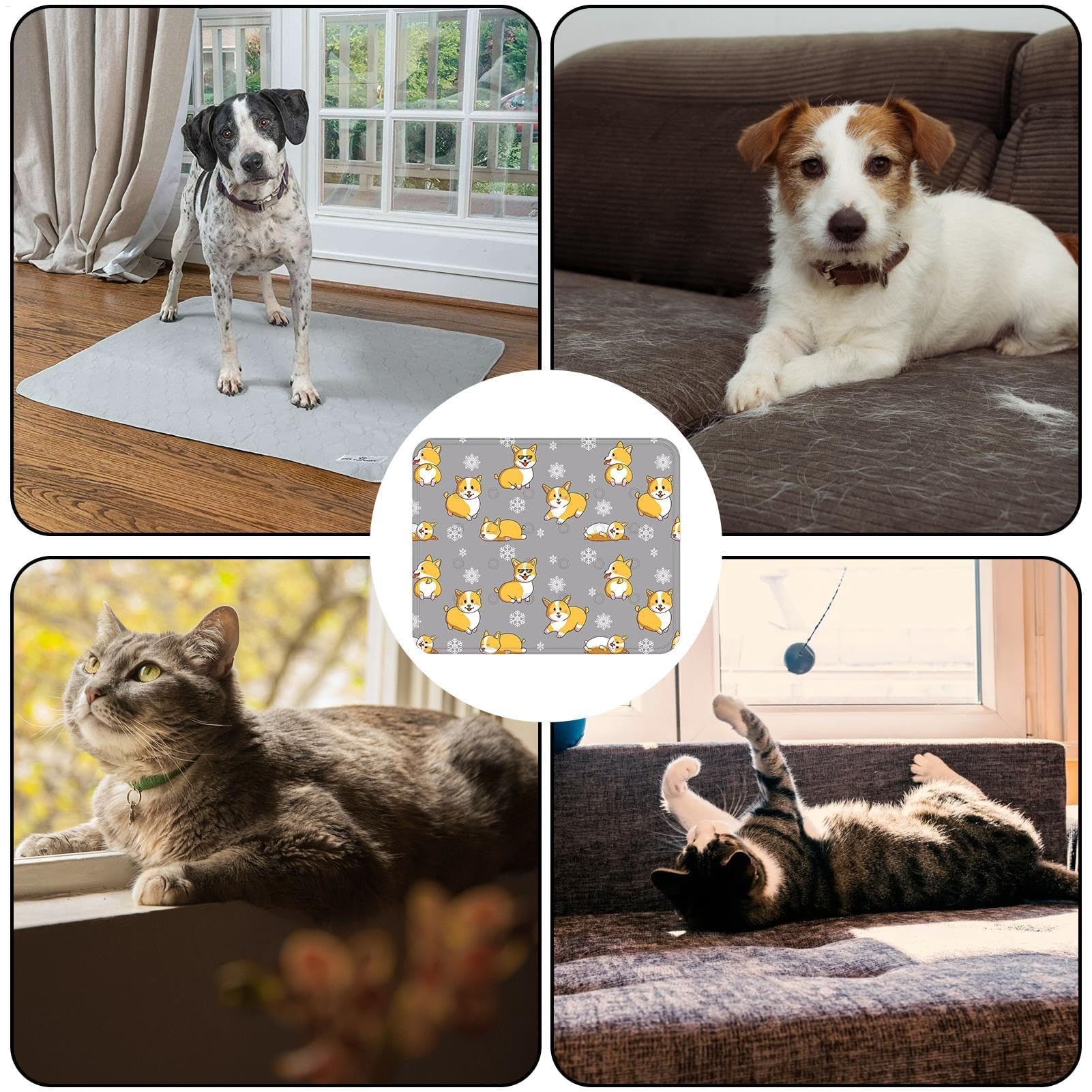 Mata chłodząca dla psów i kotów, Prostokątna poduszka chłodząca do legowiska dla kota, artykuły zwierząt domowych(Cute pet gray)