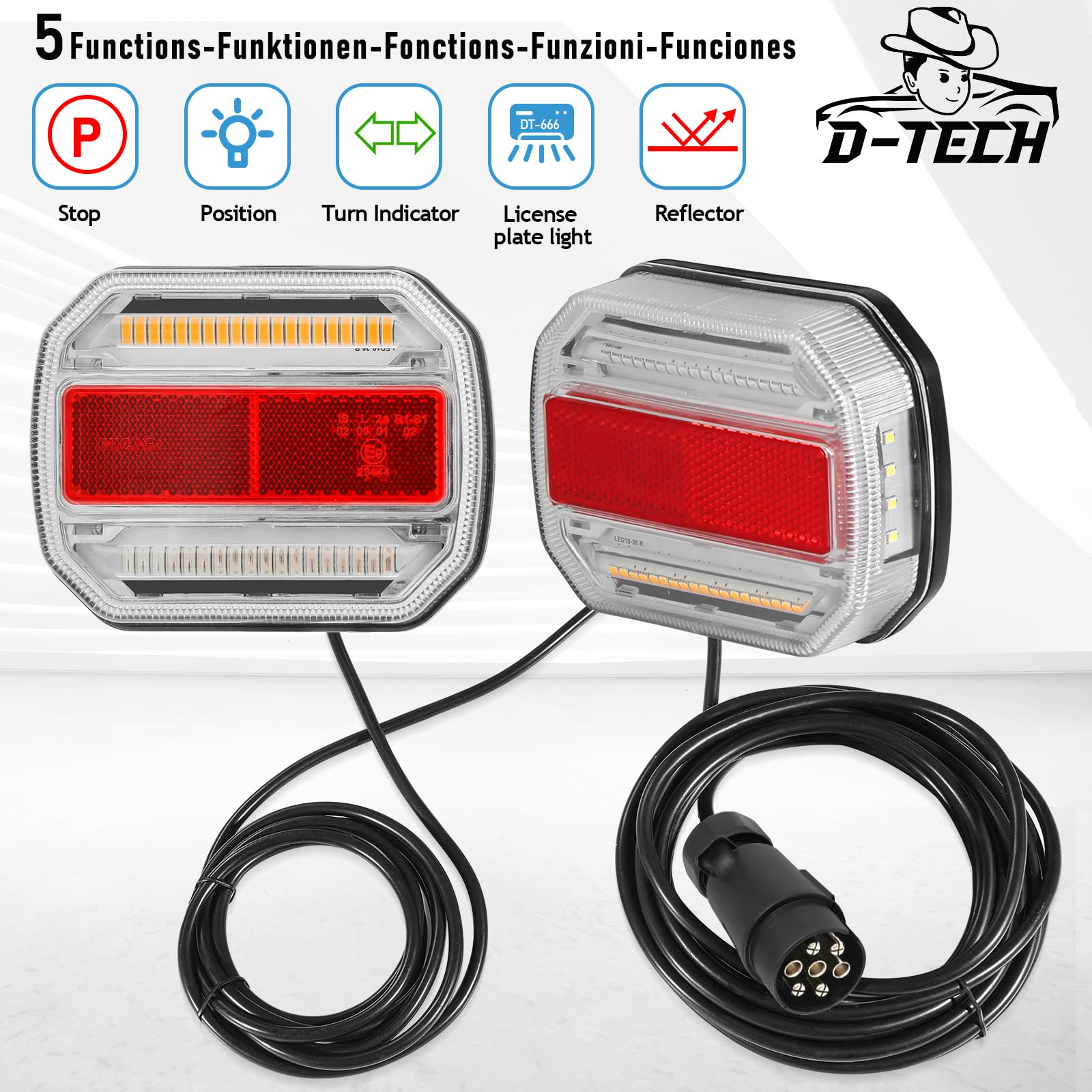 Yuanjoy Magnetic Luci Posteriori Rimorchio Led 12v Con 7,5 M Cavo