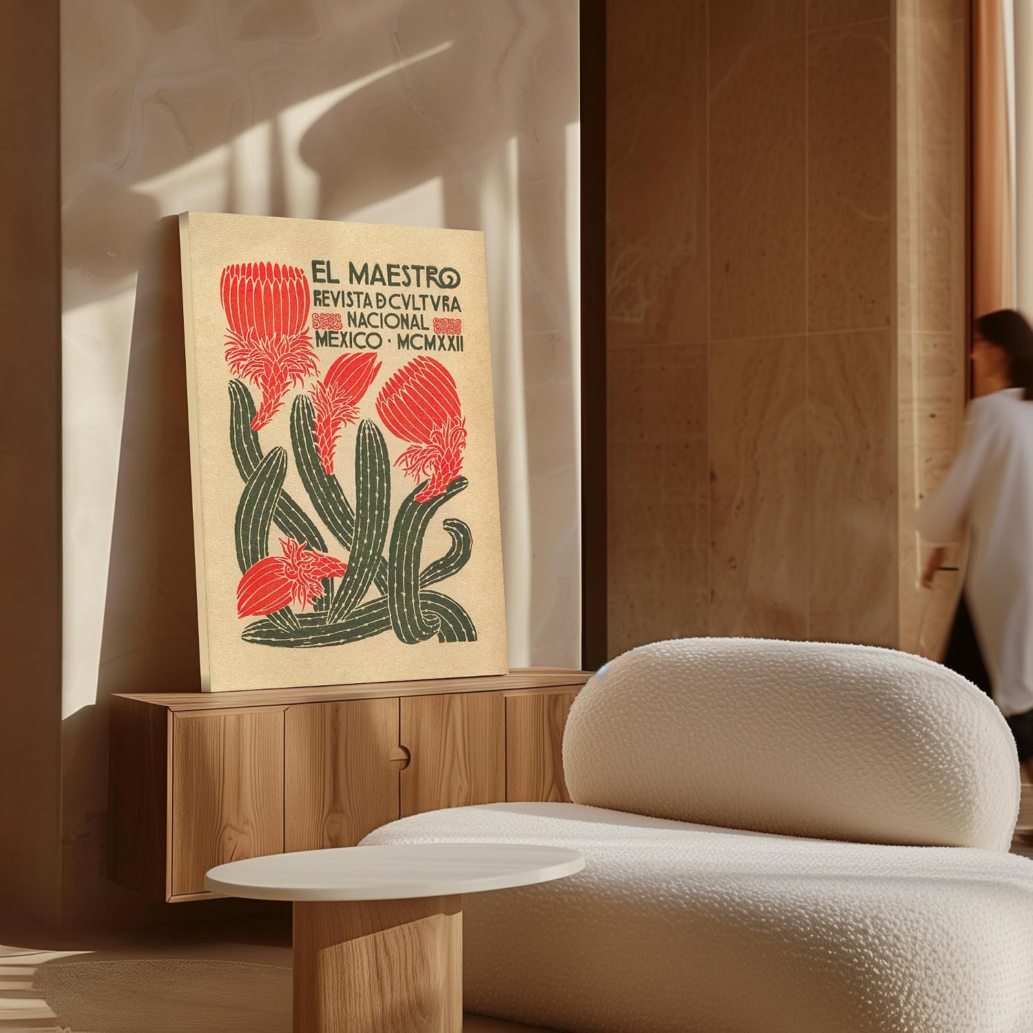 Poster Master Travel Canvas - El Maestro Print - Mexico Art - Great Gift for Him, Her, Travel Lover - Cactus & Flower Art - Floral Decor for Living Room, Bedroom - 8x10 STRETCHED Canvas