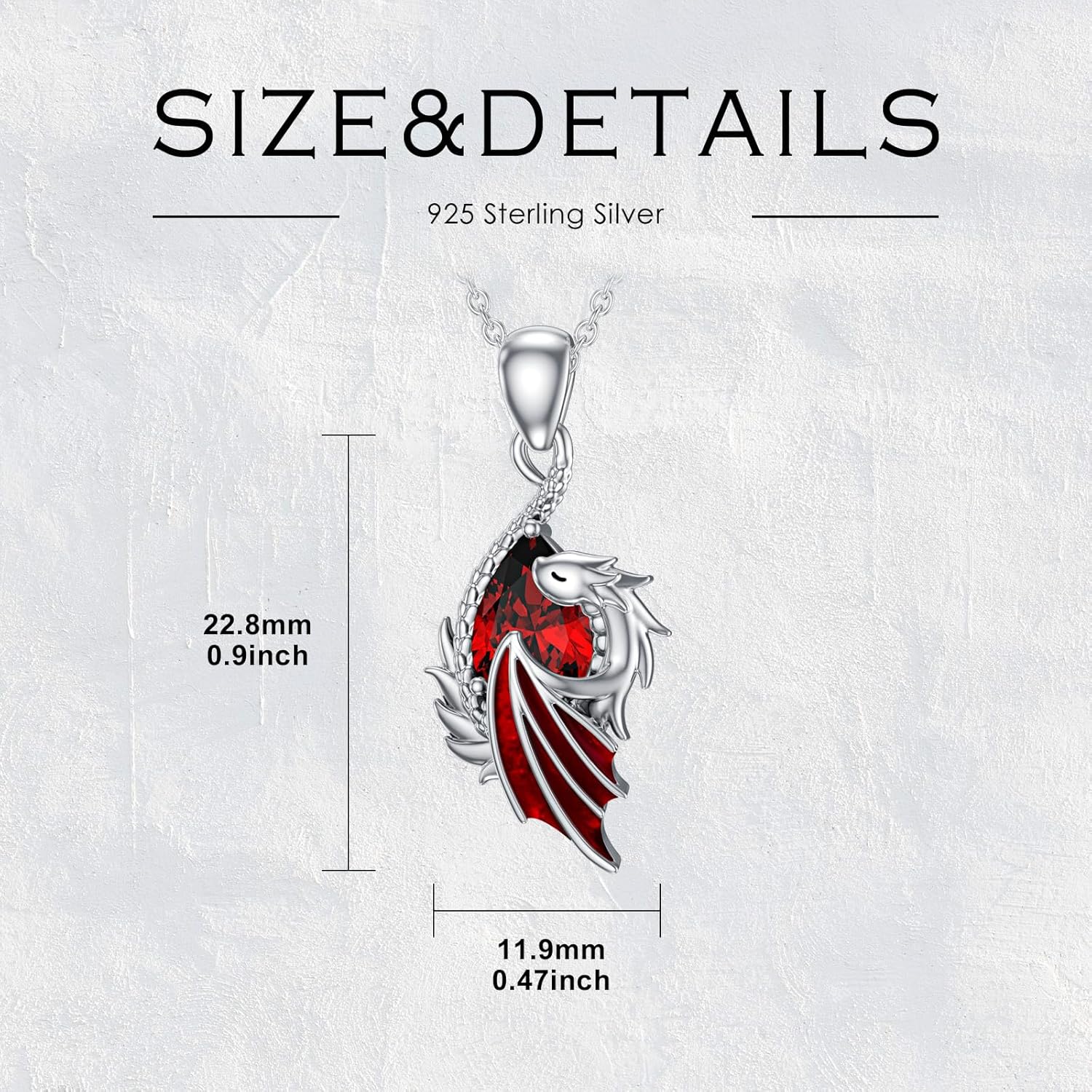 LONAGO Dragon Birthstone Necklace Wyvern Dragon Pendant Necklace Gift for Women - Image 5