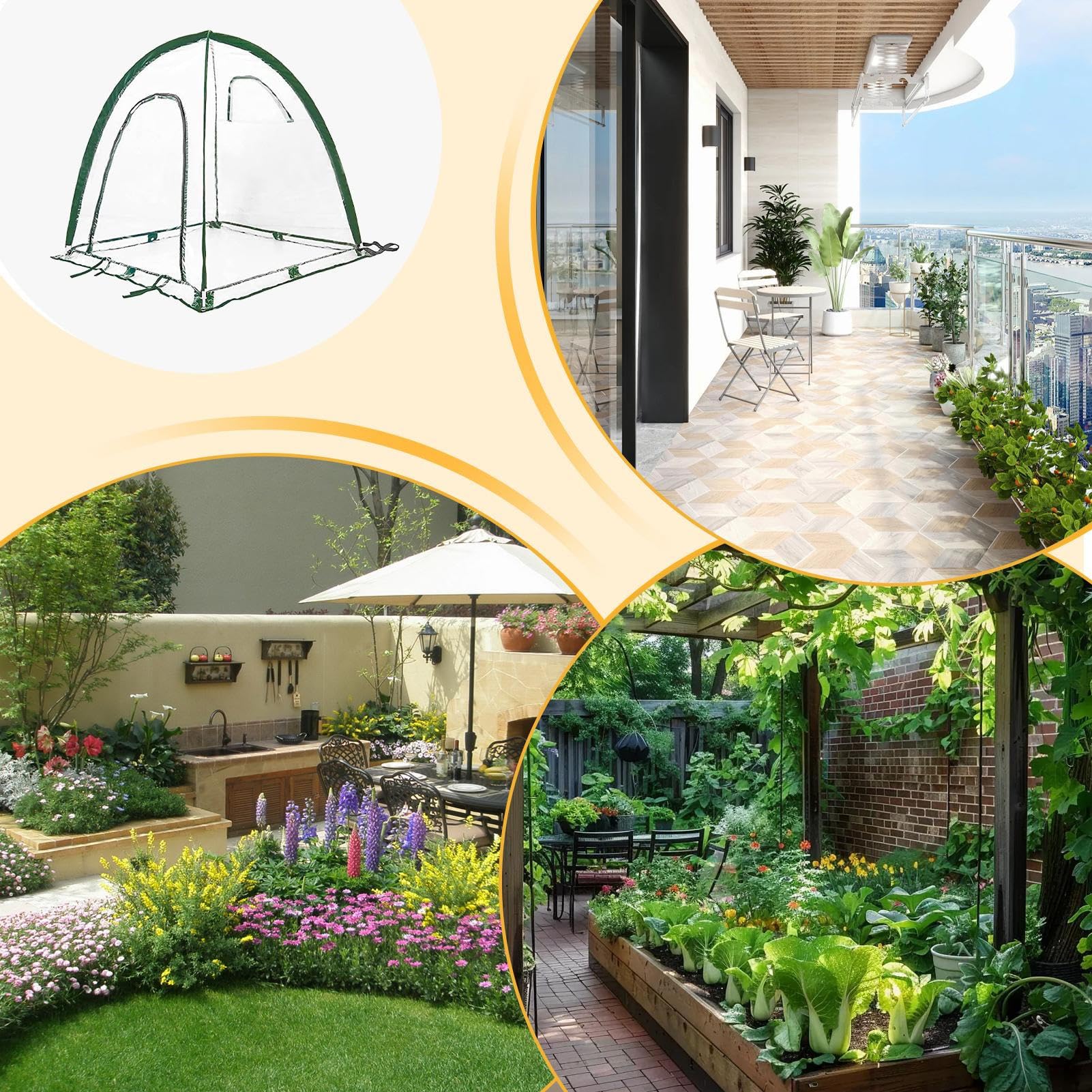 Serra portatile – Copertura, compatto per piante, tenda di protezione | trasparente, cupola di supporto per la crescita del giardino, recinzione da giardinaggio leggera | copertura durevole con