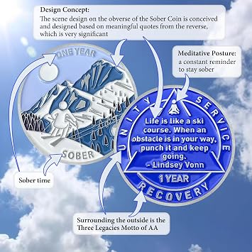 1 Year NA Medalliions and 1 Year Ski Scenery AA Coins