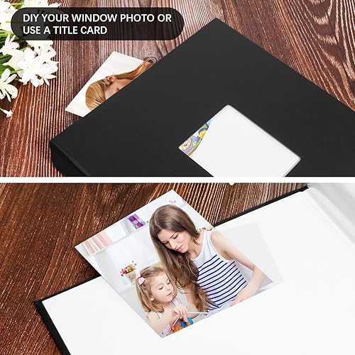 Miniatura 3 de Álbum de fotos de 8.5 x 11 pulgadas con capacidad para 68 fotos, cubierta de cuero, álbum de fotos de 8.5 x 11 pulgadas con ventana frontal, página