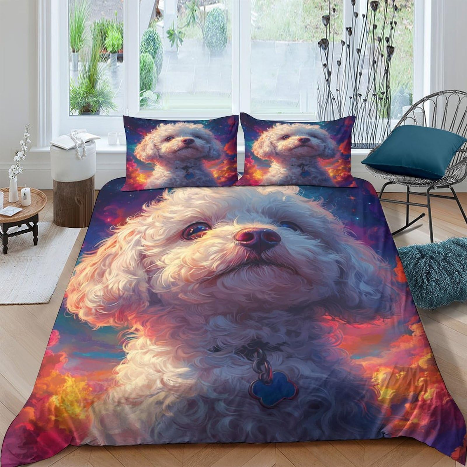 Housse de couette Flamenco anti-plis en microfibre douce avec zip invisible lit Queen