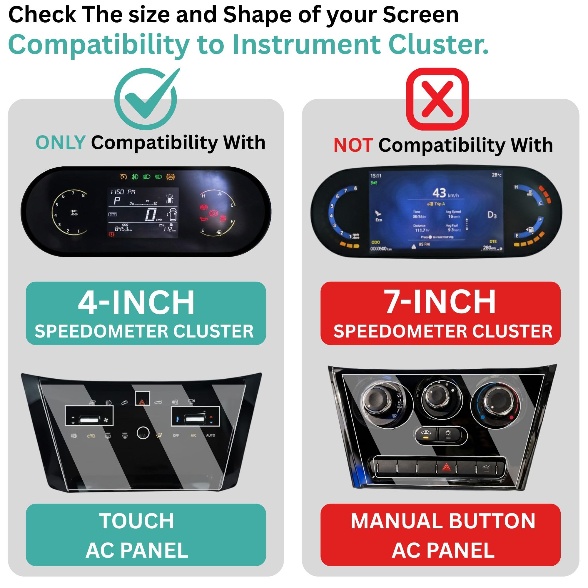 Wisely Pack 4 - Screen Guard for TATA NEXON (2026) CREATIVE, CREATIVE+ S (CNG), CREATIVE+S Dark Car Display Protector 10.25" INFOTAINMENT [Round Edge] + 4" MID CLUSTER + STEERING + AC (Touch) Panel - Stereo Car Accessories — Amazon image 4