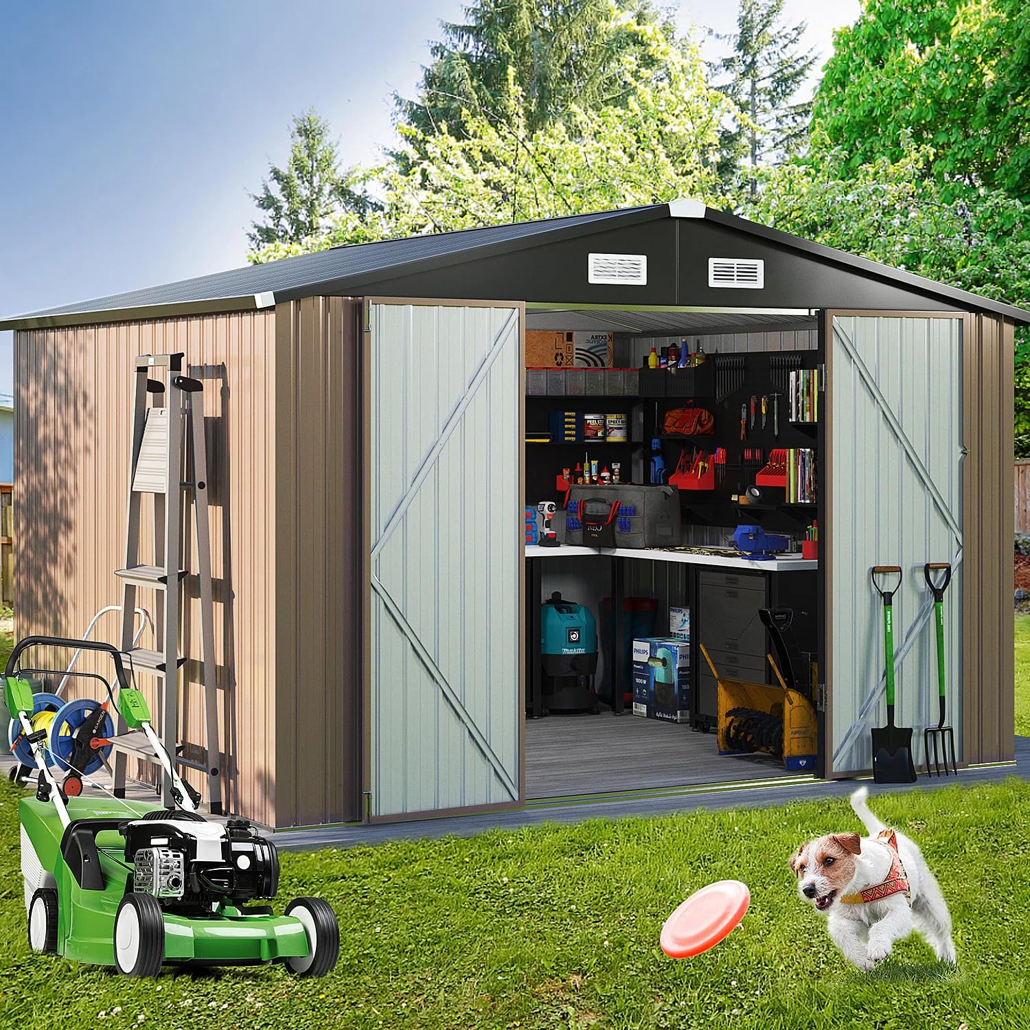 Jolydale 10 ft. W X 8 ft. D Metal Tool Shed